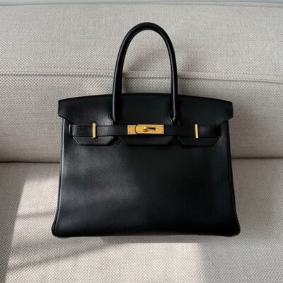 HERMES Black Box Calf Leather Birkin 30 GHW