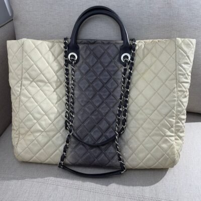 CHANEL Beige Grey Ombre Caviar 31 Rue Cambon Tote Large SHW