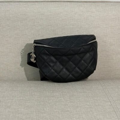 CHANEL Black Caviar Waist Bag Medium SHW