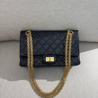 CHANEL Black Aged Calfskin 2.55 Reissue Flap 225 GHW