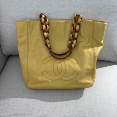 CHANEL Beige Lambskin CC Tote Large GHW