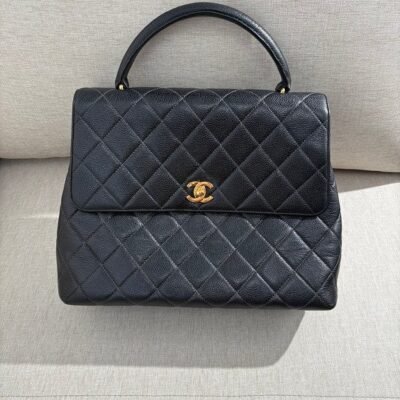 CHANEL Black Caviar Kelly Top Handle Large GHW