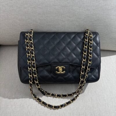 CHANEL Black Caviar Classic Flap Jumbo GHW