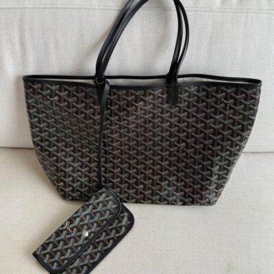 GOYARD Black Goyardine Canvas Saint Louis PM SHW