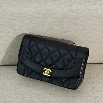 CHANEL Black Lambskin Diana Flap Small GHW