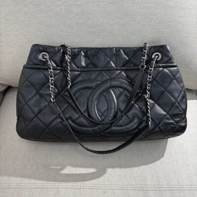 CHANEL Black Caviar CC Timeless Soft Tote Large SHW