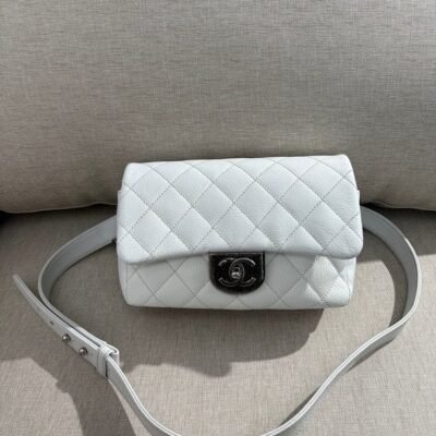 CHANEL White Caviar Classic Flap Small SHW