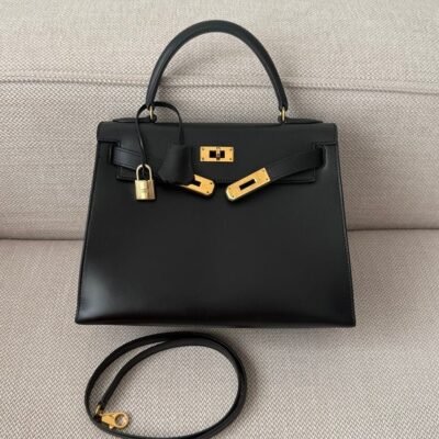 HERMES Black Box Calf Kelly 28 GHW