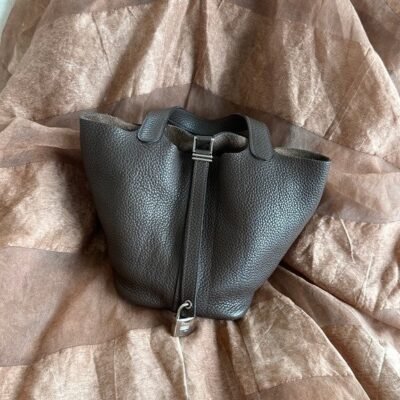 HERMES Ebene Togo Leather Picotin Lock 18 SHW