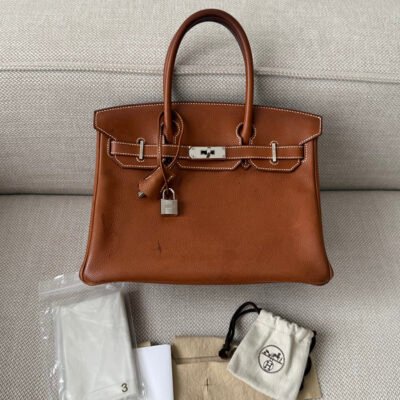 HERMES Gold Barenia Leather Birkin 30 SHW