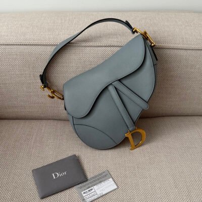 DIOR Grey Grained Calfskin Diorever Medium SHW