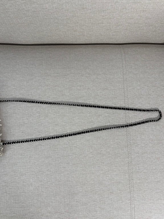 CHANEL Grey/Beige Tweed Classic Flap Small SHW - Image 8