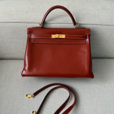HERMES Rouge H Box Calf Kelly 32 GHW