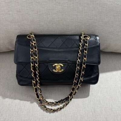 CHANEL Black Lambskin Classic Flap Small GHW