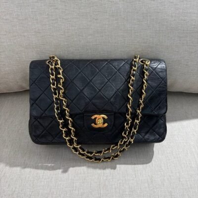 CHANEL Black Lambskin Classic Double Flap Small GHW
