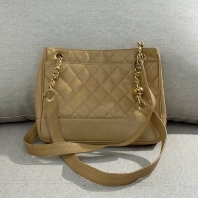 CHANEL Beige Caviar Petite Timeless Tote Medium GHW