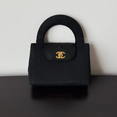 CHANEL Black Grosgrain Kelly Top Handle Mini GHW