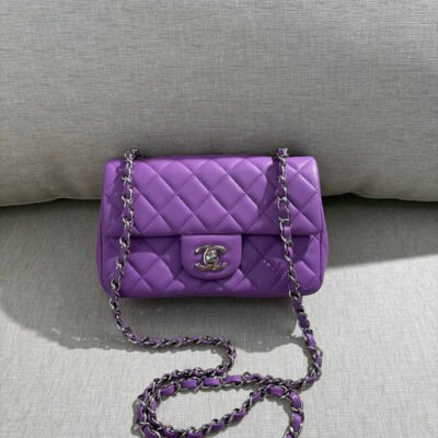 CHANEL Purple Lambskin Classic Flap Mini SHW