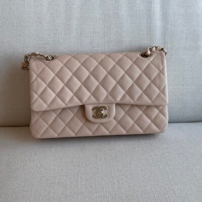 CHANEL Beige Caviar Classic Flap Medium SHW