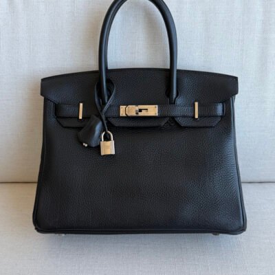 HERMES Black Togo Birkin 30 PHW