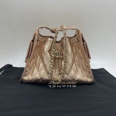 CHANEL Rose Gold Caviar Classic Flap Small GHW