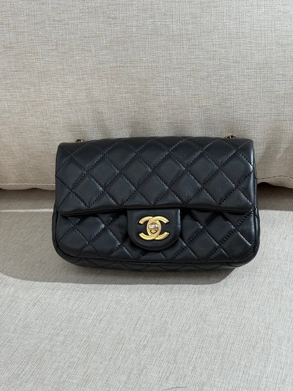 CHANEL Black Lambskin Classic Flap Mini GHW