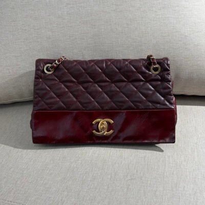 CHANEL Burgundy Calfskin CC Flap Large GHW
