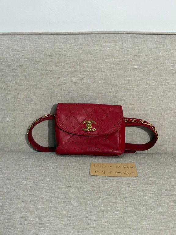 CHANEL Red Lambskin Belt Bag Mini GHW - Image 29