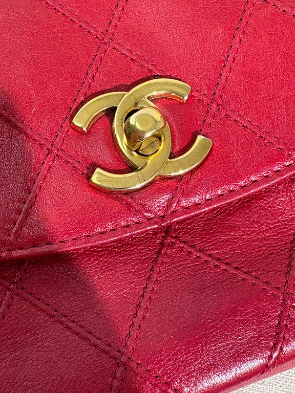 CHANEL Red Lambskin Belt Bag Mini GHW - Image 9