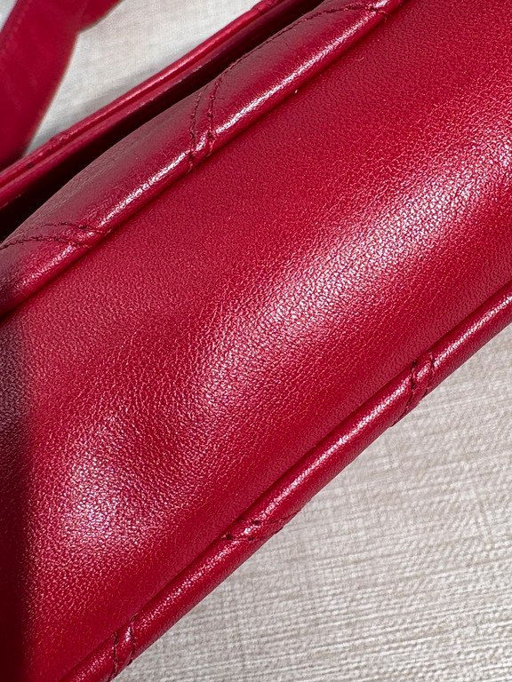 CHANEL Red Lambskin Belt Bag Mini GHW - Image 10