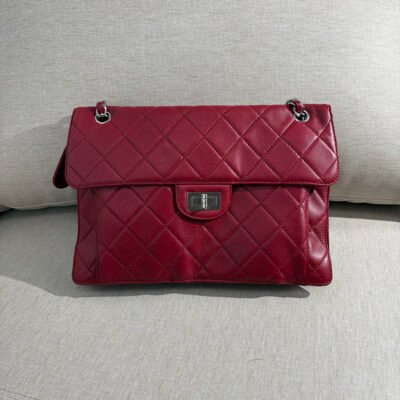 CHANEL Burgundy Lambskin 2.55 Reissue Flap Large SHW