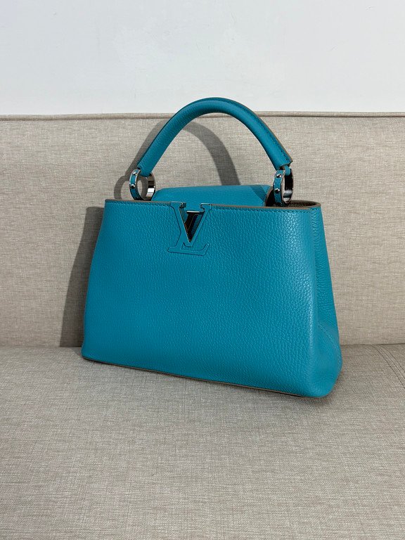 LOUIS VUITTON Turquoise Blue Taurillon Leather Capucines BB SHW - Image 15