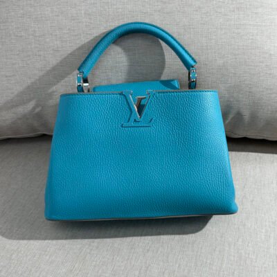 LOUIS VUITTON Turquoise Blue Taurillon Leather Capucines BB SHW