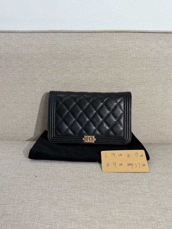 CHANEL Black Caviar Boy WOC GHW - Image 28