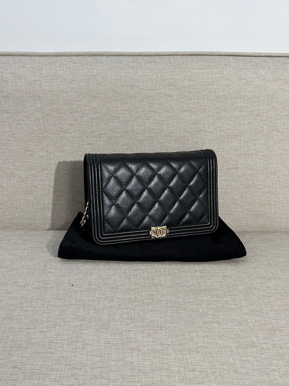CHANEL Black Caviar Boy WOC GHW - Image 15