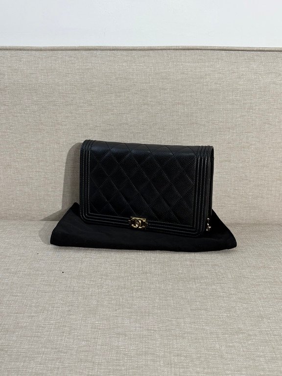 CHANEL Black Caviar Boy WOC GHW - Image 16