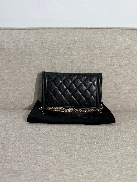 CHANEL Black Caviar Boy WOC GHW - Image 17
