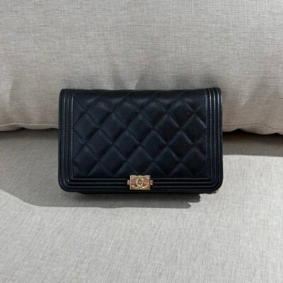 CHANEL Black Caviar Boy WOC GHW