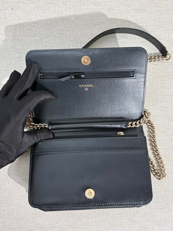 CHANEL Black Caviar Boy WOC GHW - Image 10