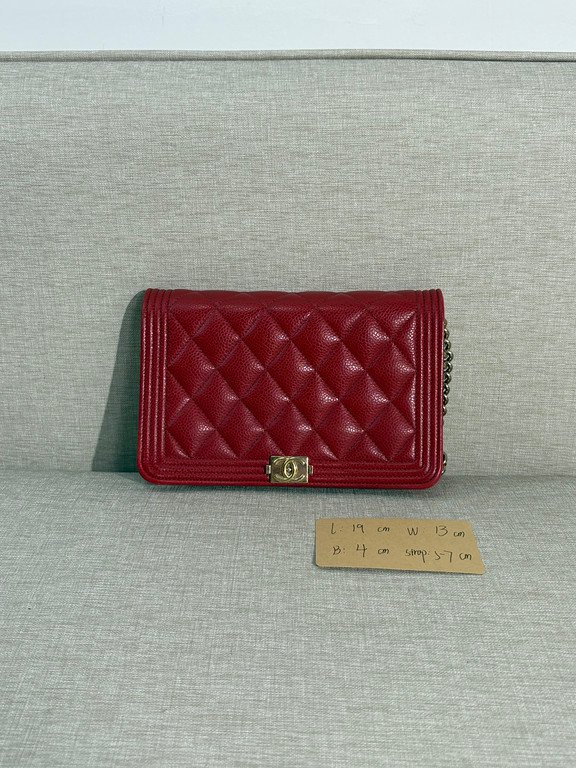 CHANEL Red Caviar Boy WOC GHW - Image 25