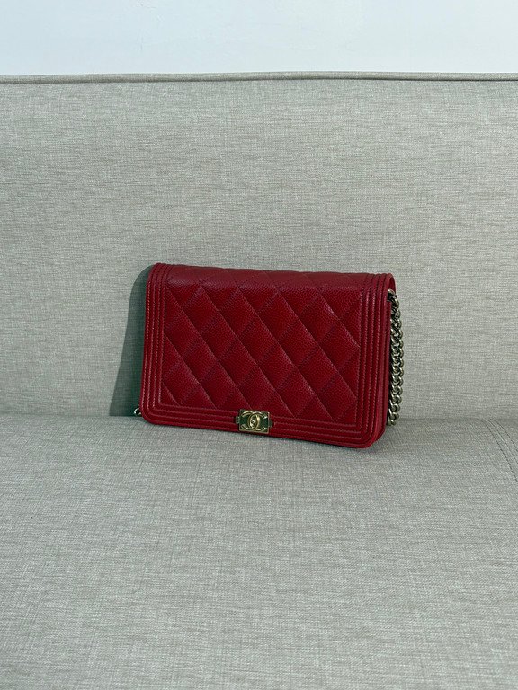 CHANEL Red Caviar Boy WOC GHW - Image 15
