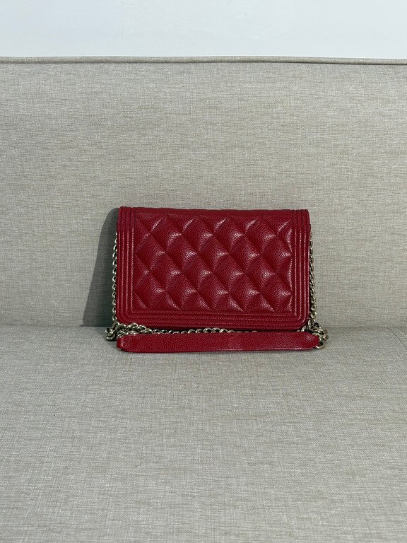 CHANEL Red Caviar Boy WOC GHW - Image 3