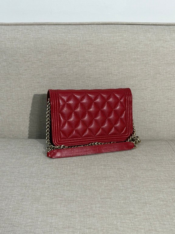 CHANEL Red Caviar Boy WOC GHW - Image 16