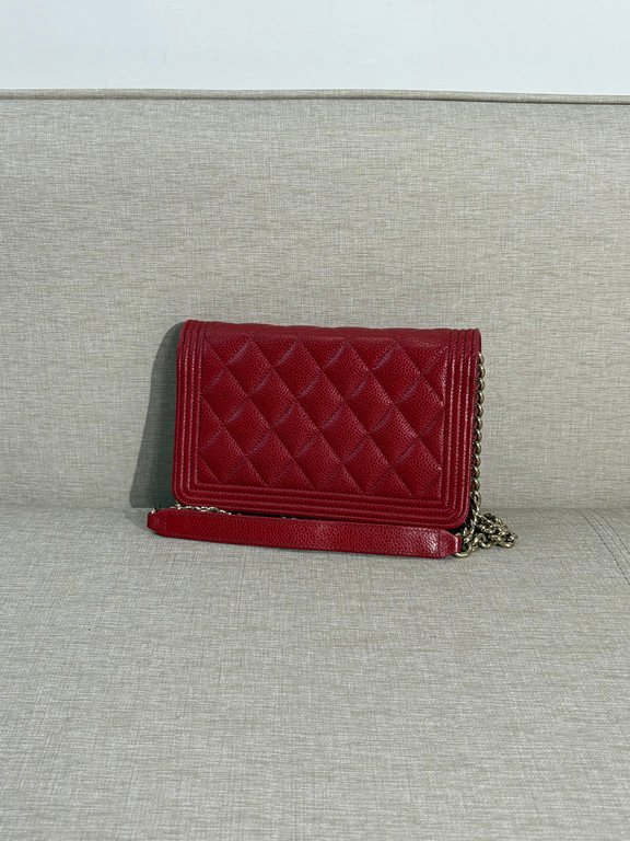 CHANEL Red Caviar Boy WOC GHW - Image 17