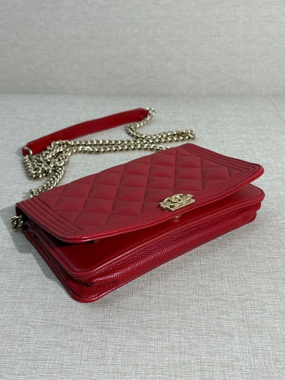 CHANEL Red Caviar Boy WOC GHW - Image 4