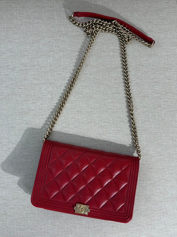 CHANEL Red Caviar Boy WOC GHW - Image 5
