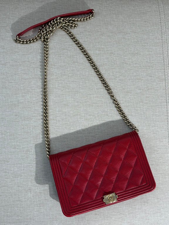 CHANEL Red Caviar Boy WOC GHW - Image 18