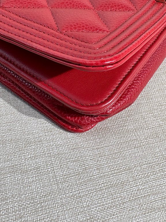 CHANEL Red Caviar Boy WOC GHW - Image 7
