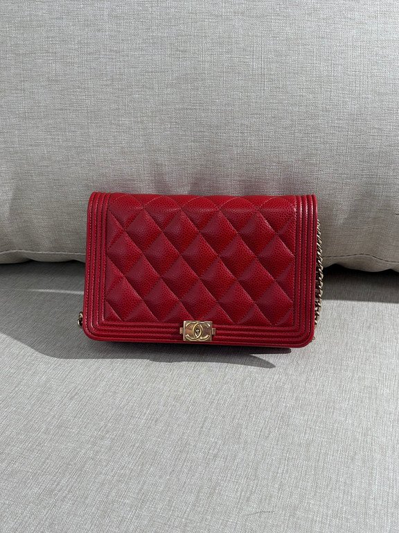 CHANEL Red Caviar Boy WOC GHW