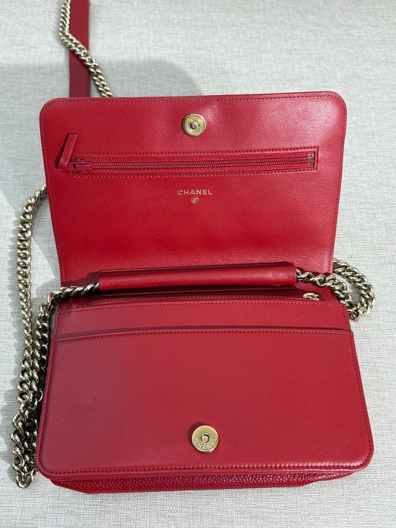CHANEL Red Caviar Boy WOC GHW - Image 11